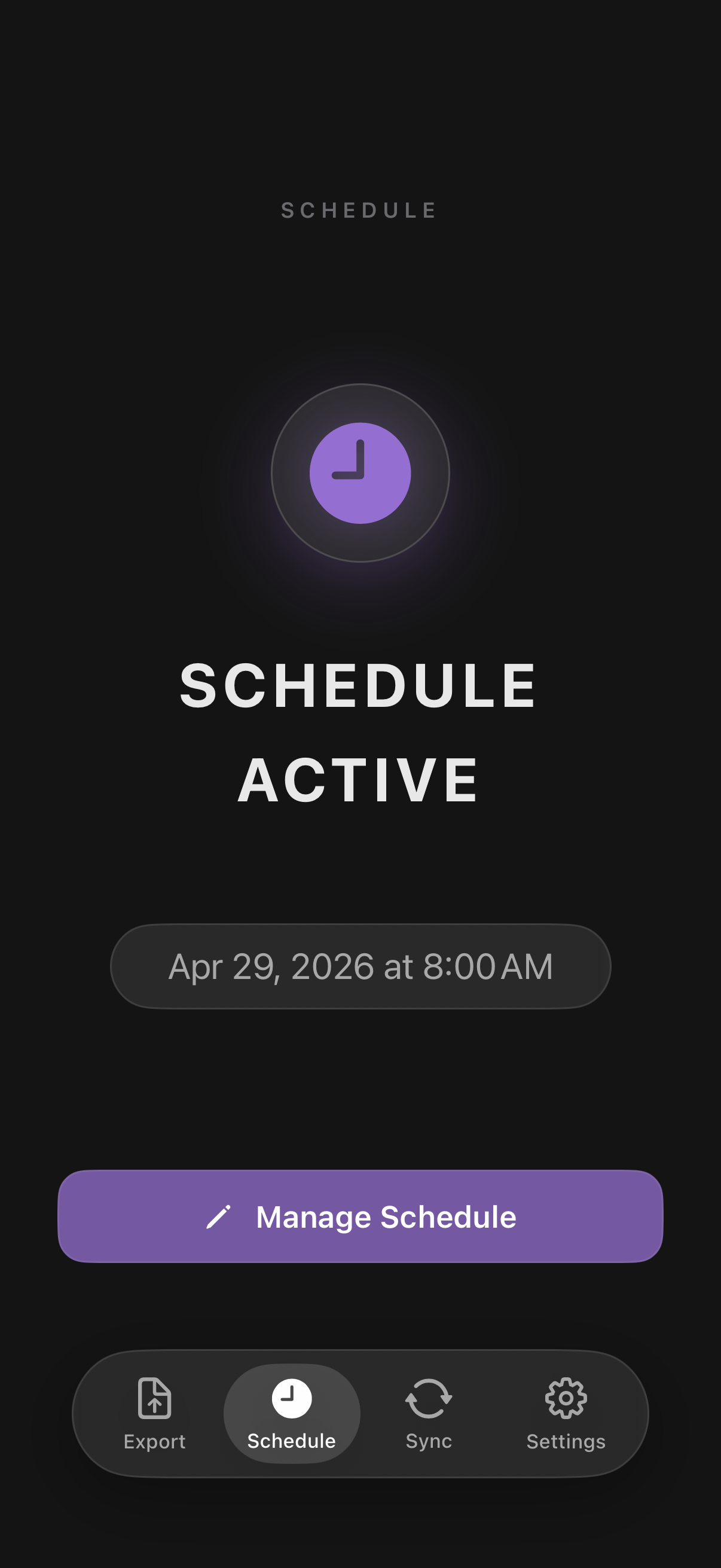 Schedule tab