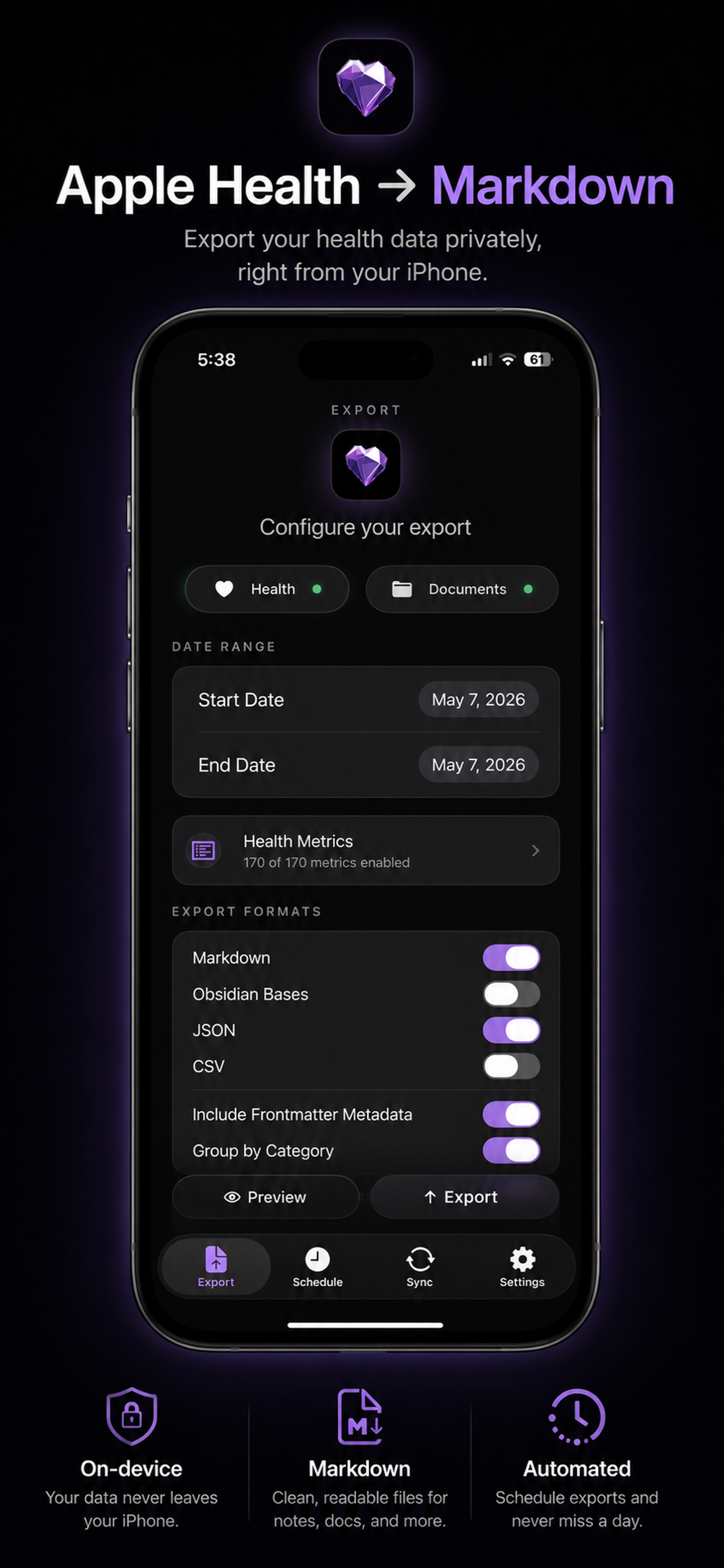Export configuration on iPhone